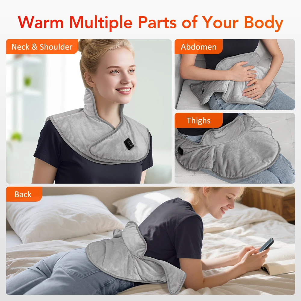 USB Heated Back Wrap, Electric Heating Shoulder Neck Pad, Soft Hot Compress Neck Shoulder Pad