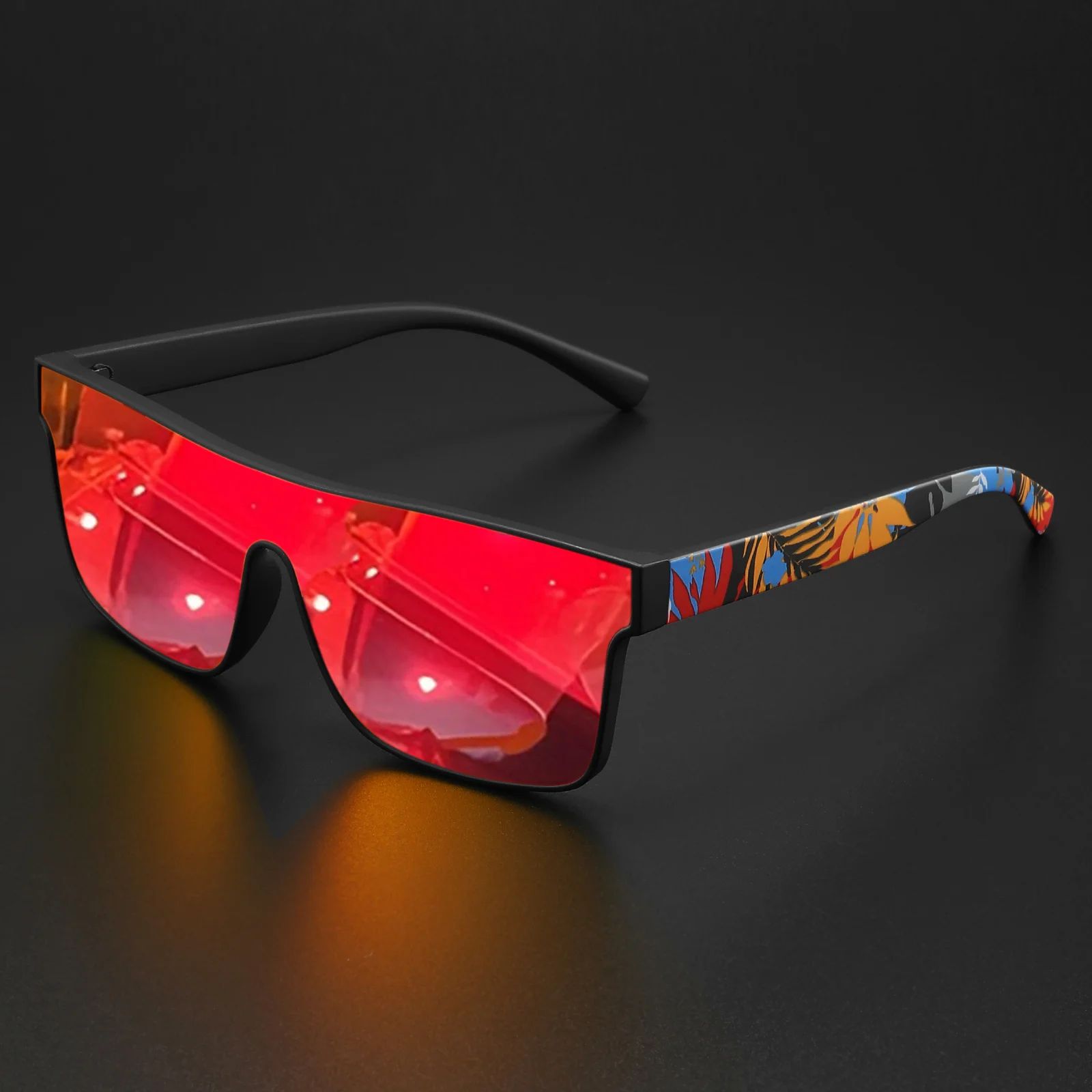Colorful square sports sunglasses with One-Piece Shield Lens - UV400 sunglasses for Cycling, Hiking & Beach Days