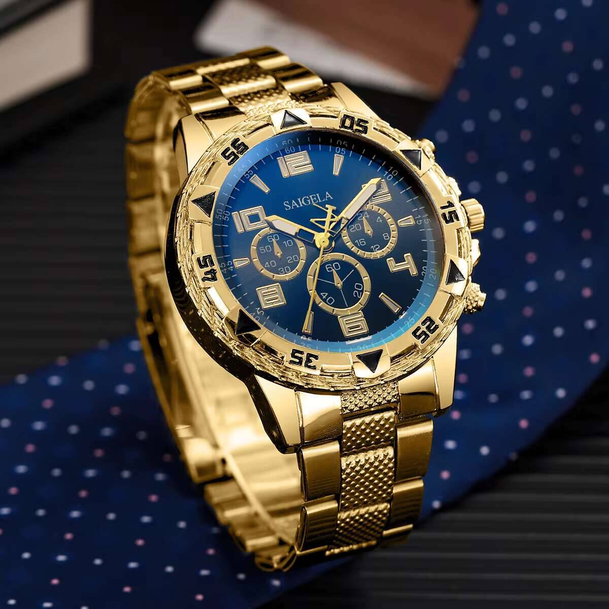 Large Dial Mens Quartz Watch Stylish Business & Casual Timepiece
