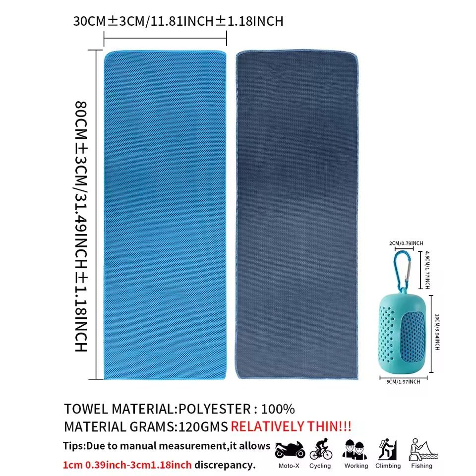 Portable Cooling Towel Quick Drying Silicone Wrapped Polyester Fiber Sport Towel
