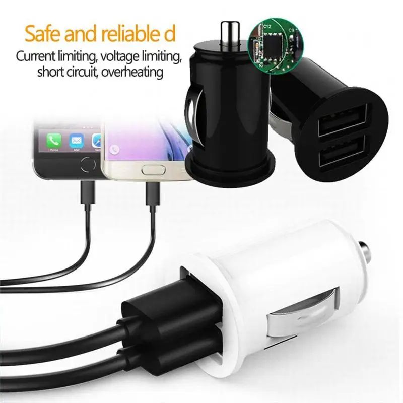 Dual USB Car Charger Fast Charging Cigarette Lighter Adapter – 12V/24V Auto Charger for Phone, Tablet & GPS