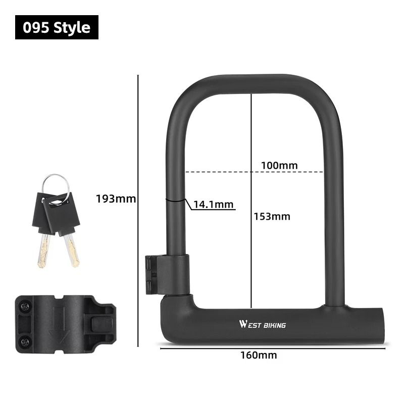 Heavy Duty U Lock with Cable and Bracket