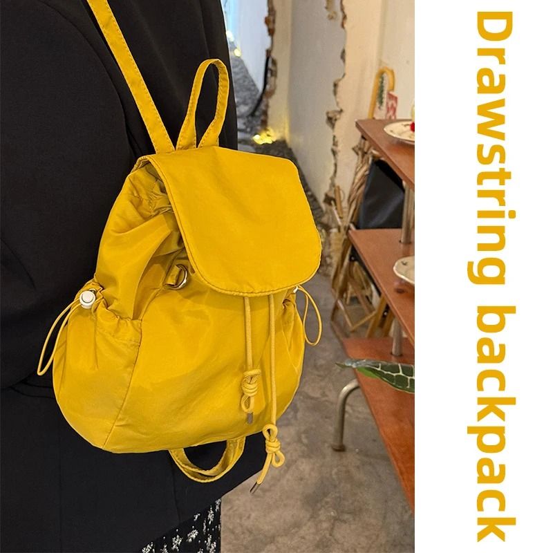 Lightweight Checkered Nylon Drawstring Backpack