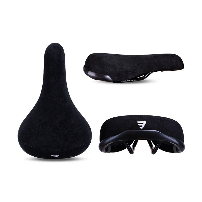 Funsea Professional Wheelie Bicycle Saddle | Black Flannelette Embroidery Seat with 8mm High-Strength Rails