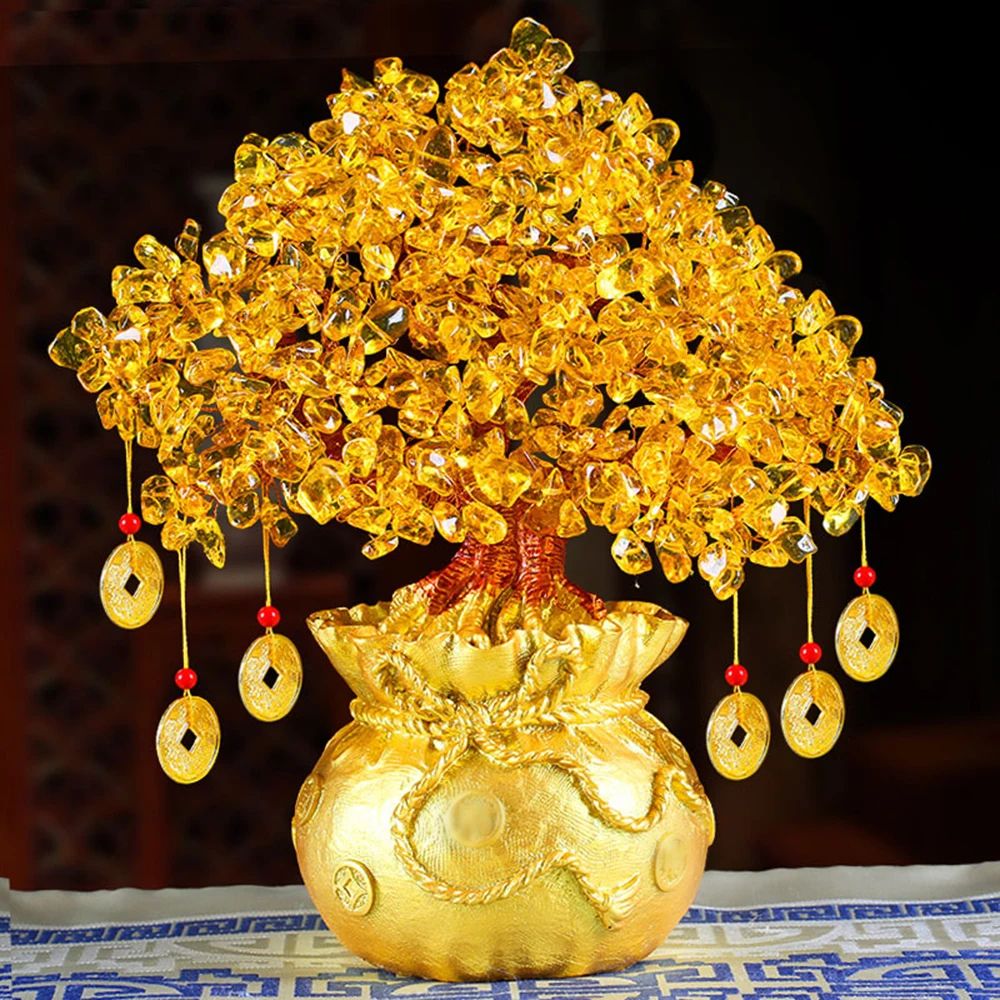 Natural Crystal Money Tree Wealth Decor for Prosperity and Good Luck