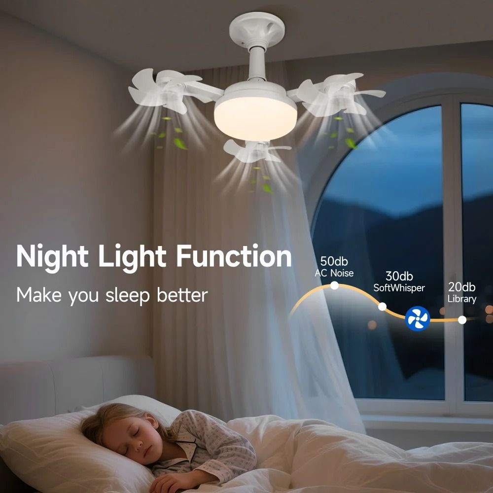Modern Multi-Head LED Ceiling Fan | 3-Speed Silent Remote Control Light Fixture