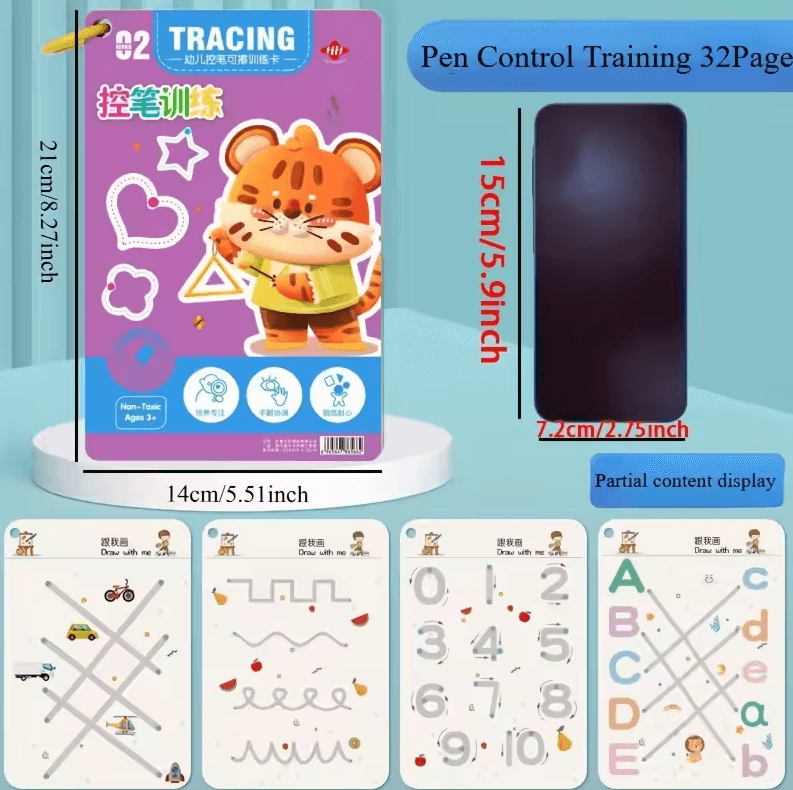 32-Page Reusable Magic Practice Notebook Set – Whole Brain & Pen Control Training