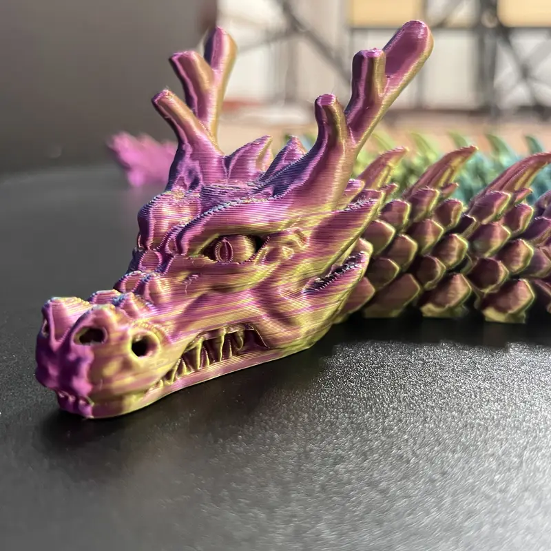 Flexible Joints for Customizable Poses, Printed Chinese Dragon Ornament, Unique Anime-Inspired Collectible