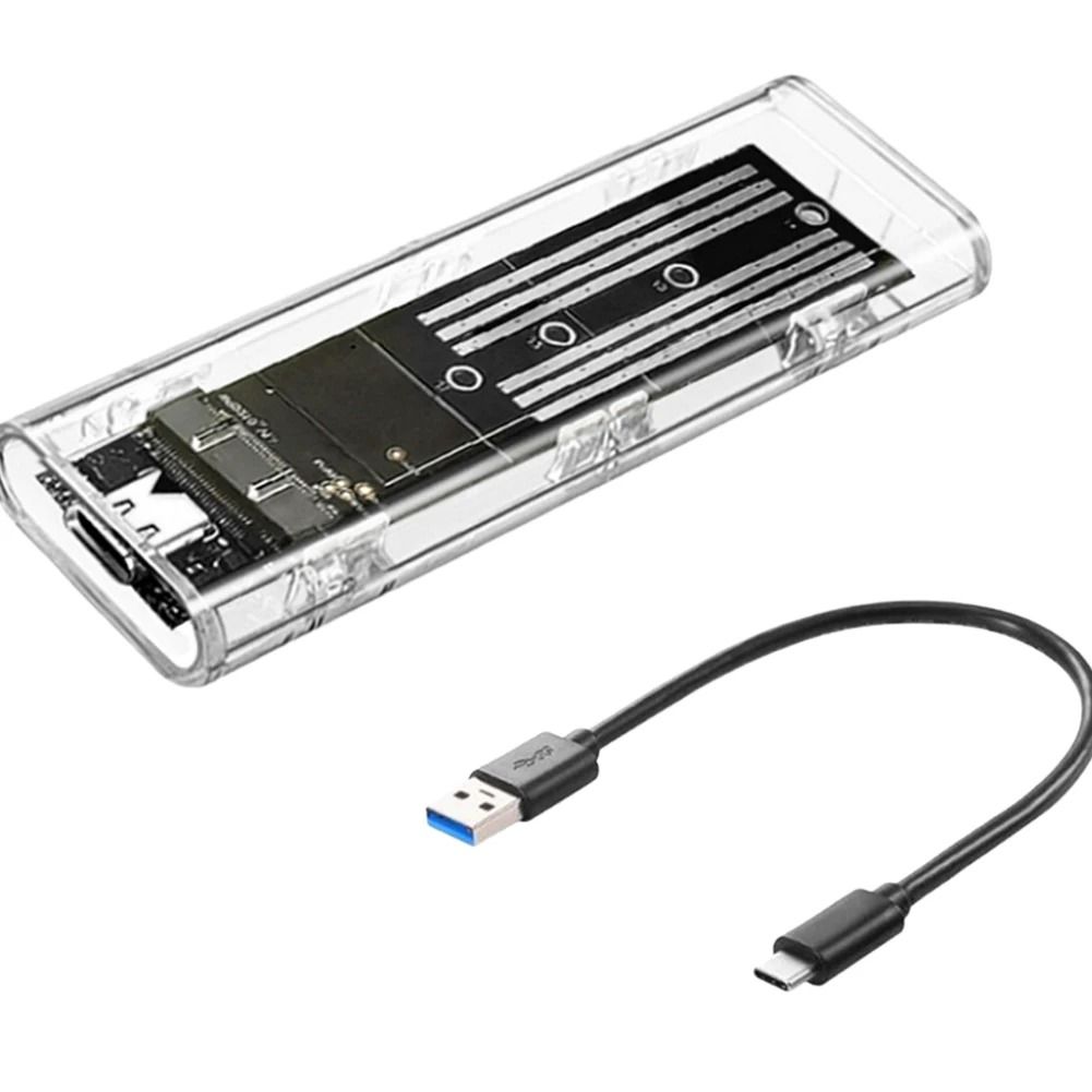 M2 SATA External SSD Enclosure USB C 10Gbps Transparent Hard Drive Case