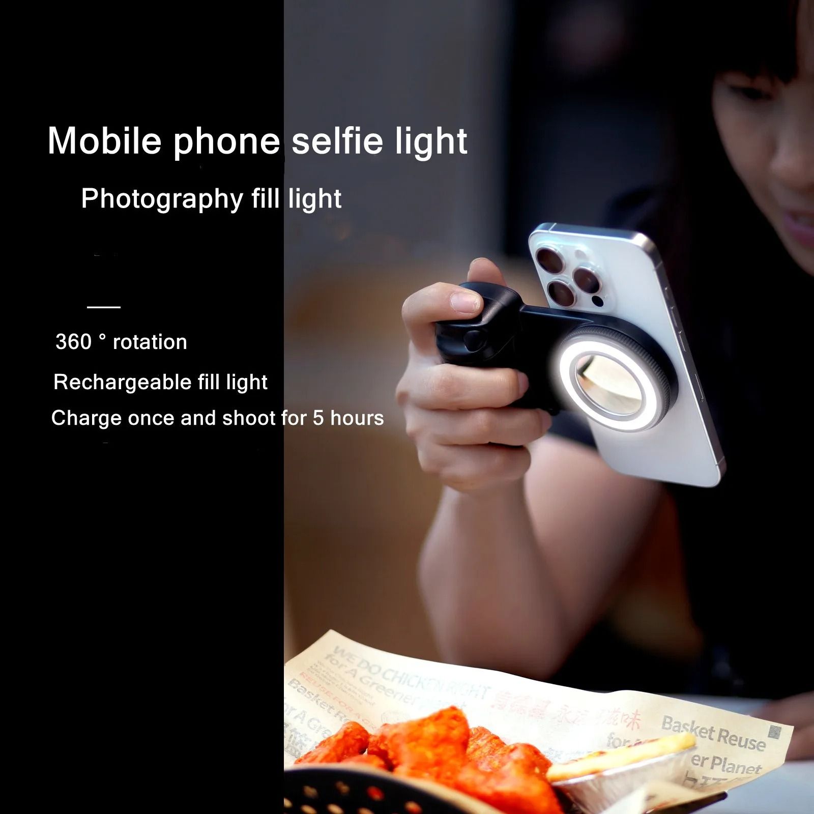 Magnetic Smartphone Camera Handle – Detachable 30M Bluetooth Remote with Fill Light – Anti-Shake Photo Bracket