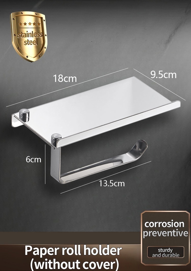 Wall-Mounted Stainless Steel Paper Towel Holder, Kitchen Roll Holder, Toilet Paper Holder, Bathroom Towel Rack