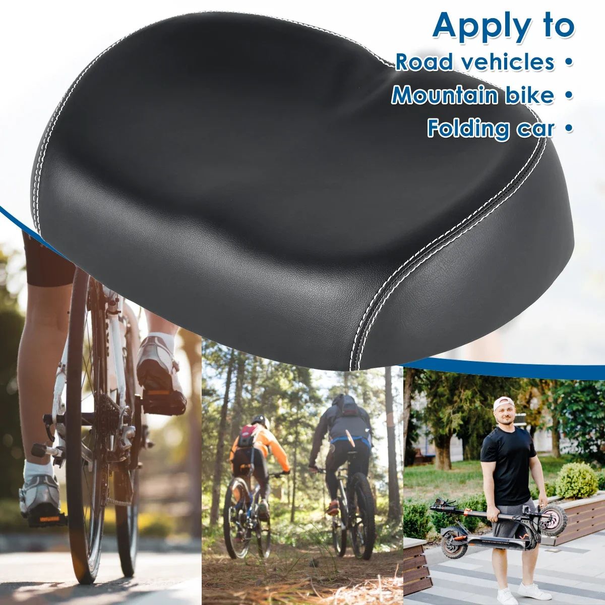 Comfort Wide Noseless Bike Seat Cushion for Pain Free Riding and Shock Absorption