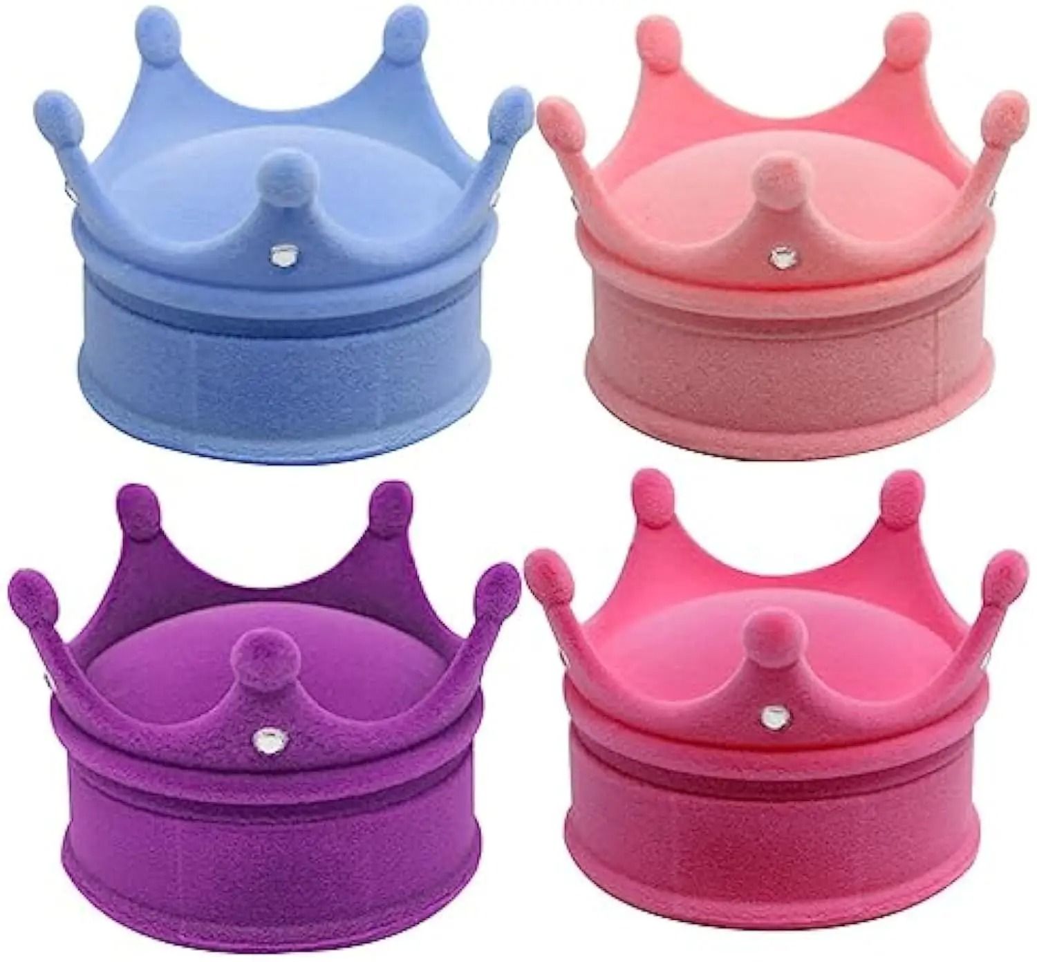 Crown Velvet Jewelry Box Ring Necklace Gift Display Case