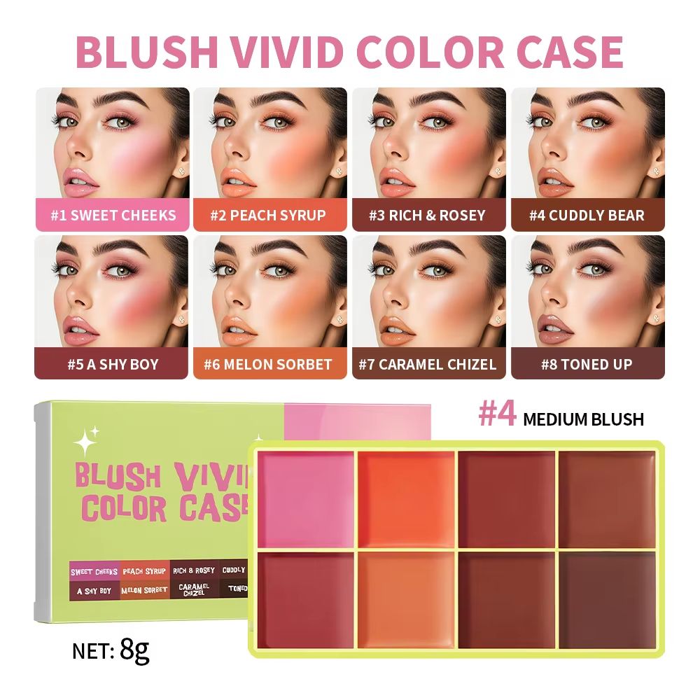 Curve Case Cream Blush Highlighter Palette Multi Use Eyebrow Cream Palette Matte & Shimmer Face Kit
