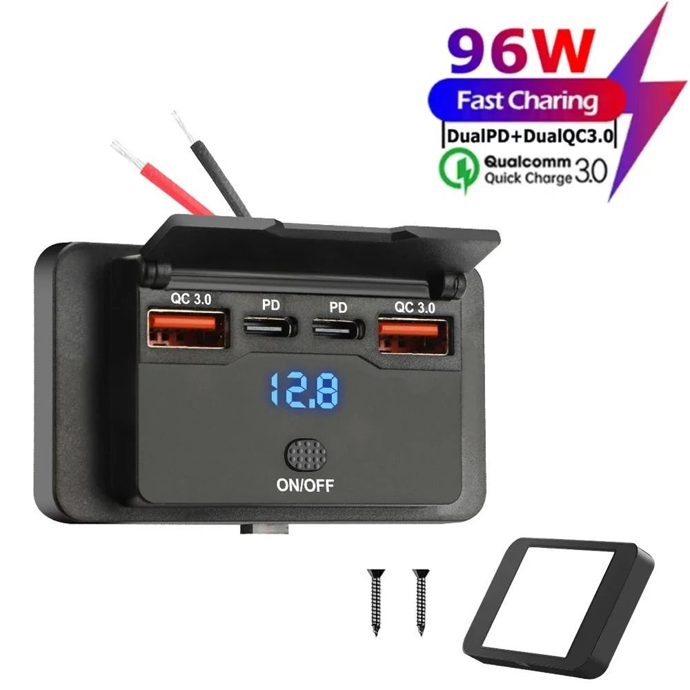 Dual PD and Dual QC USB Car Charger 96watt for Vehicles