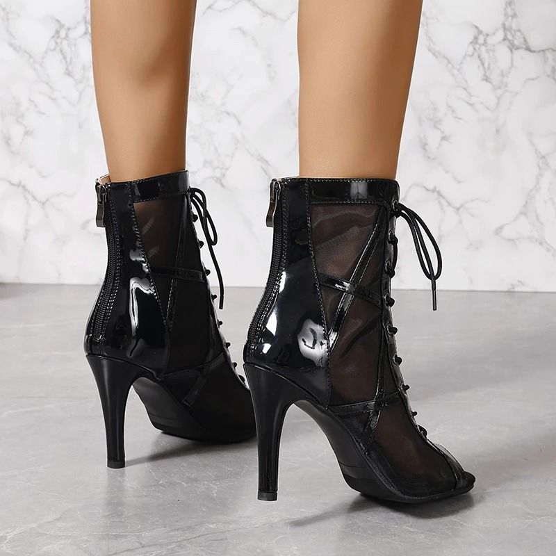Classic Lace-Up Stiletto Sandals – Super High Heel Hollow Peep-Toe Pumps
