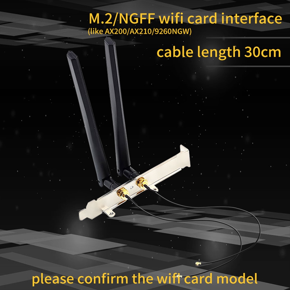 2Pcs X6Dbi Antenna Set for AX210 NGFF M.2 WiFi Card, Dual Band 2.4/5GHz MHF4 Extension Cable RP-SMA