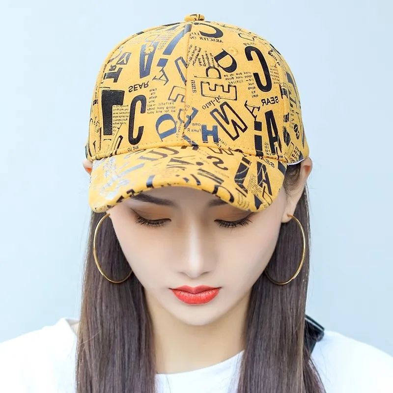 Kpop Graffiti Letter Vegan Leather Baseball Cap