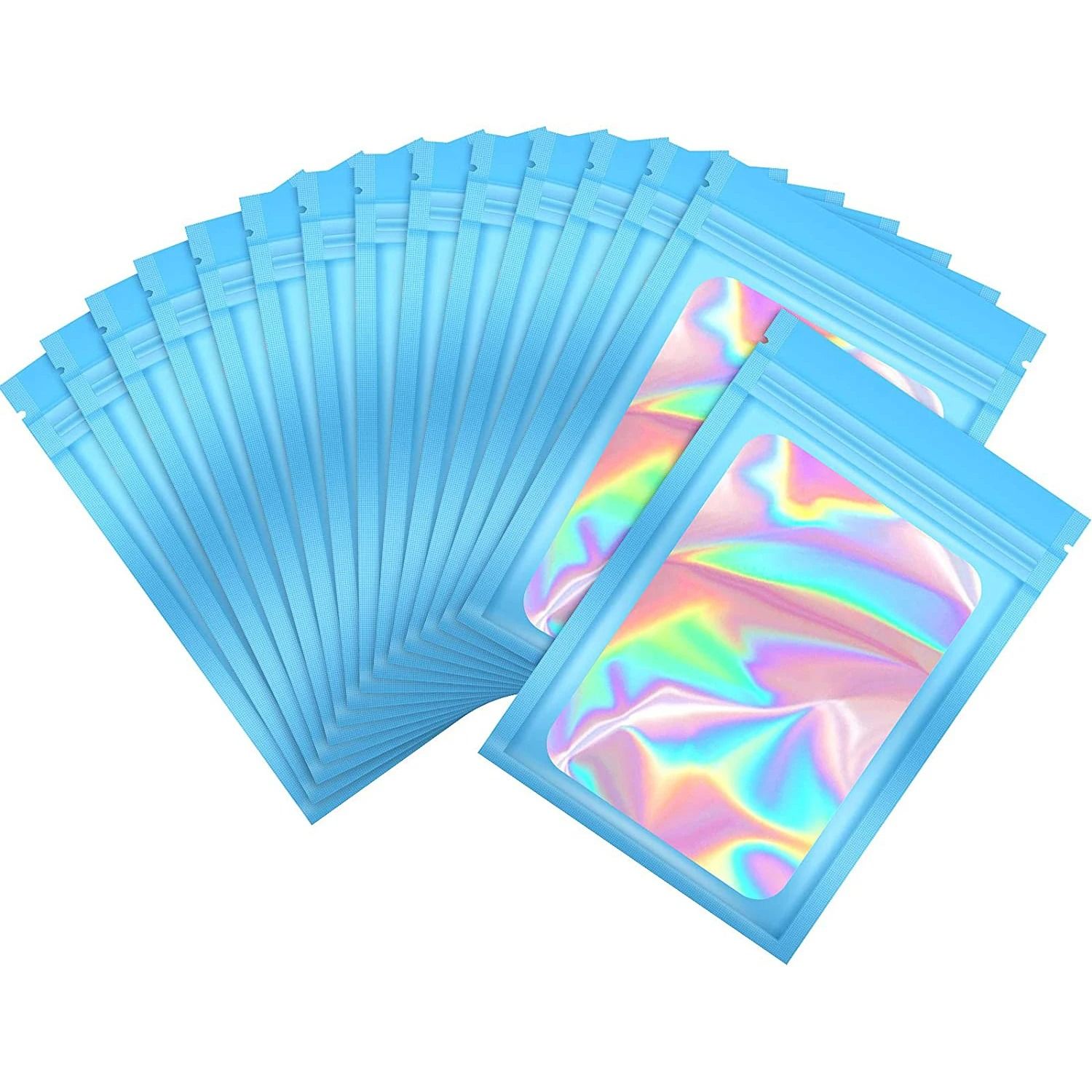 Holographic Laser Mylar Bags – 50 Pcs Smell-Proof Zip Lock Pouches