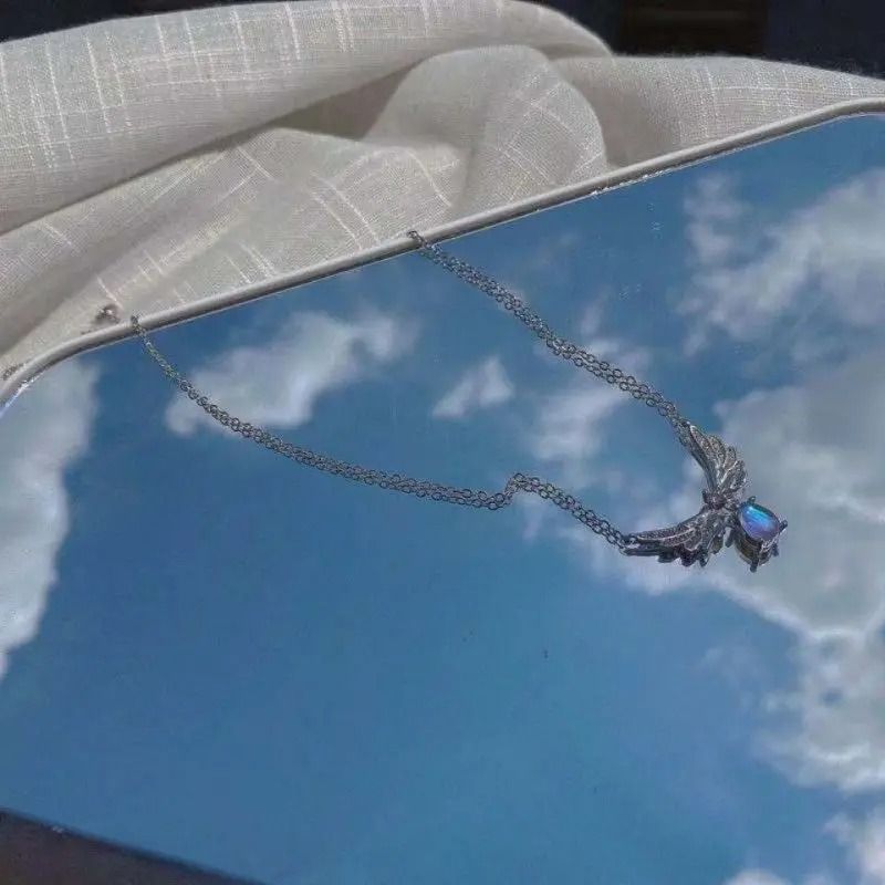 Angel Wings Moonstone Pendant Necklace