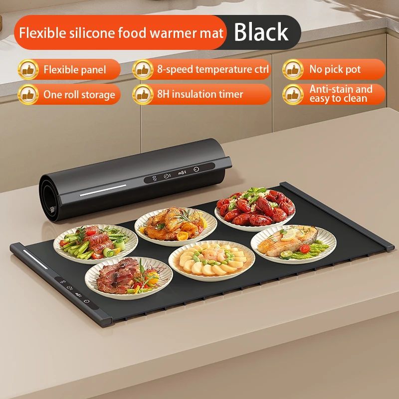 Flexible Silicone Food Warmer Mat Foldable Electric Warming Tray – Constant-Heat Food Warming Board