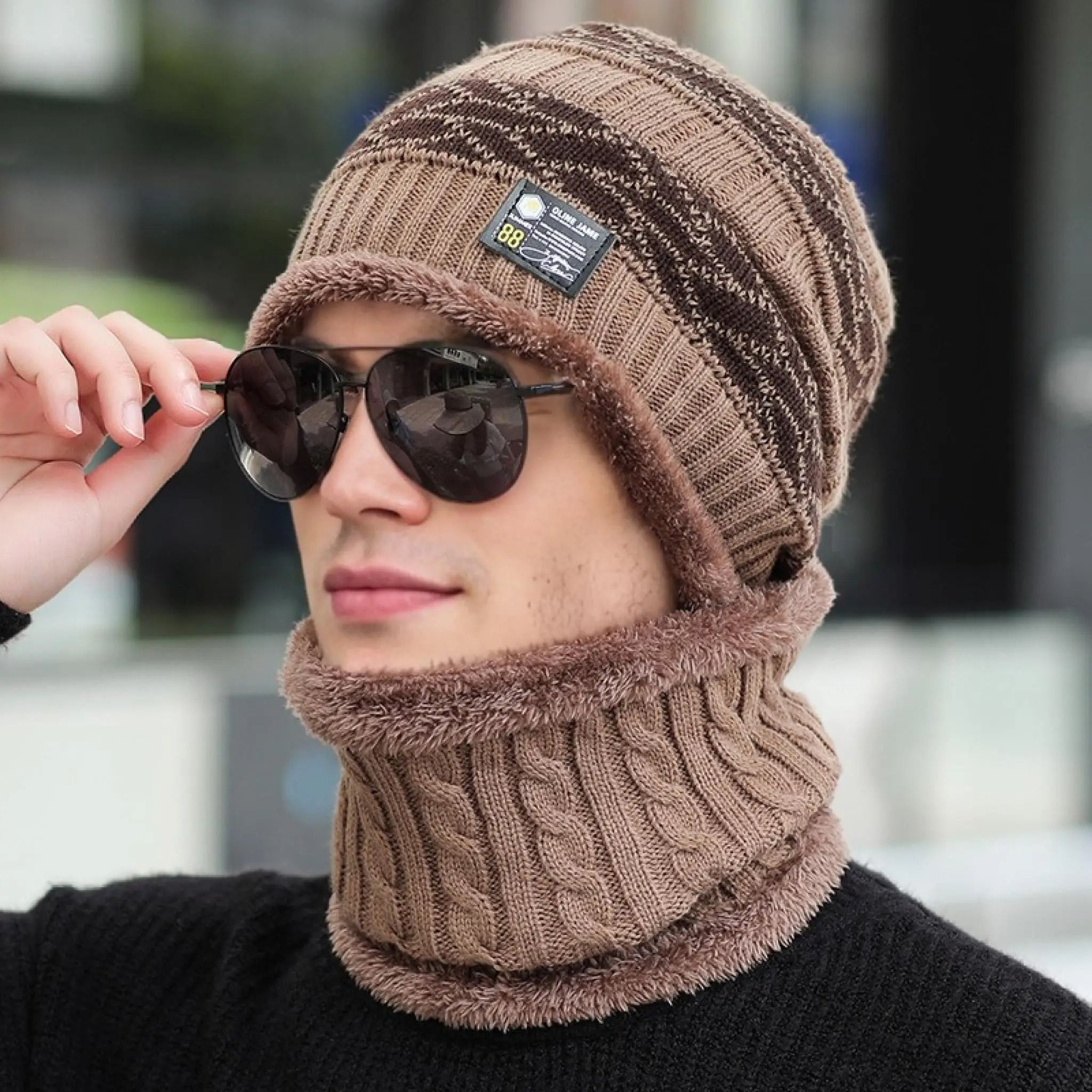Plush-Lined Thermal Knitted Beanie Hat