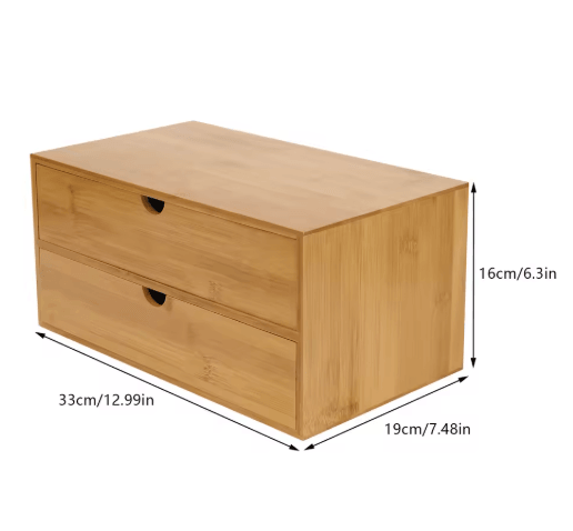Bamboo Desktop Organizer with 2 Drawers for Minimalist Office Storage