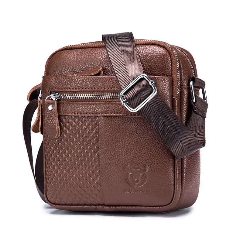 BULLCAPATIN Men's Genuine Leather Messenger Bag Shoulder Briefcase Satchel