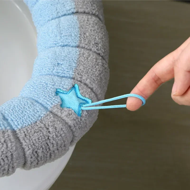 Winter Bathroom Cushion, Warm Toilet Seat Cover Mat, Soft Washable Toilet Pad with Handle, Thicker Tool Warmer