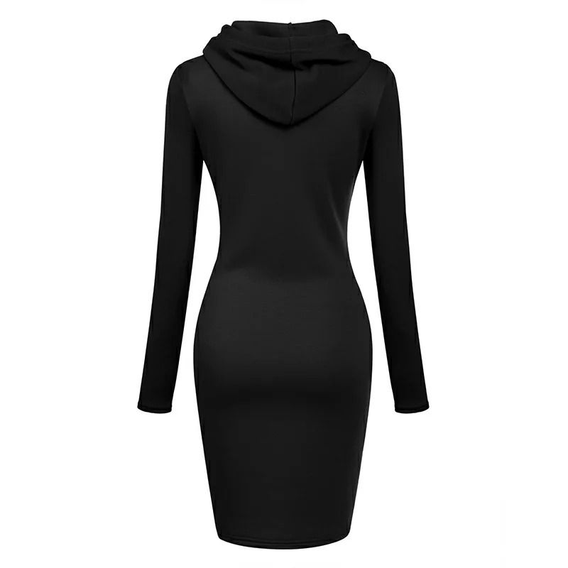 Womens Slim Hoodie Dress with Long Sleeves and Casual Fit