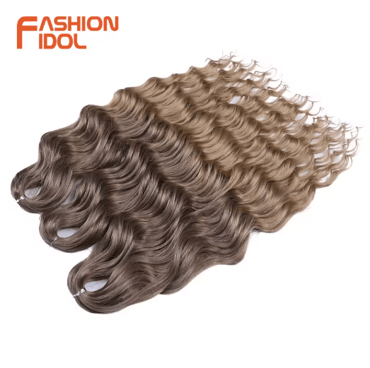 Anna Hair 24 Inch Loose Deep Wave Synthetic Crochet Braiding Hair Ombre Blonde Water Wave