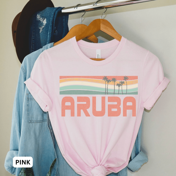 Aruba Vacation Shirt Retro Caribbean Palm Tree Beach Tee