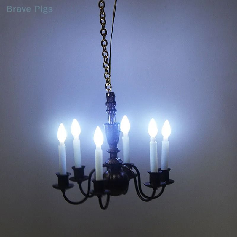 Cyber-Luxe LED Dollhouse Chandelier | 3V Miniature Ceiling Light | Executive Model & Studio Sanctuary Decor