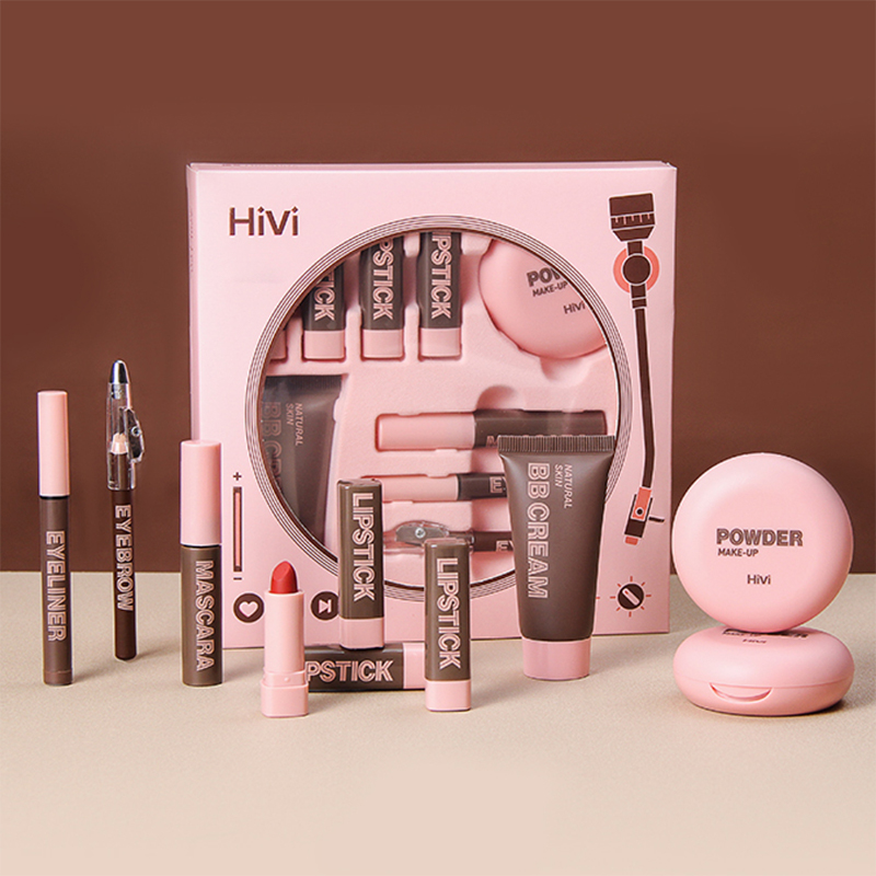 Women's Christmas Makeup Set Lipsticks, Powder, BB Cream, Eyebrow Pencil, Mascara & Eyeliner Gift Set