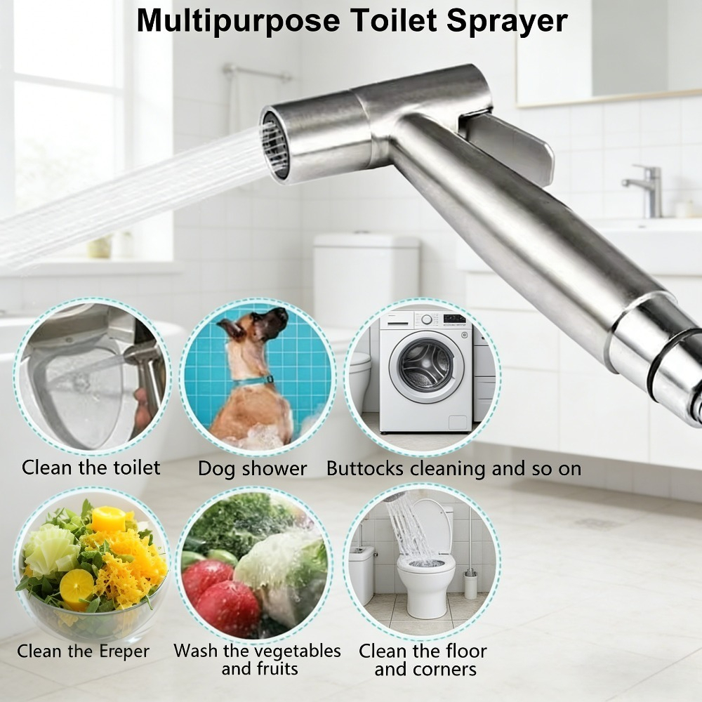 Premium Stainless Steel Handheld Bidet Sprayer for Hygienic Bathroom Cleaning