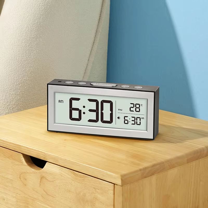 Retro LCD Digital Desk Clock with Alarm, Backlight, Calendar & Temperature Display