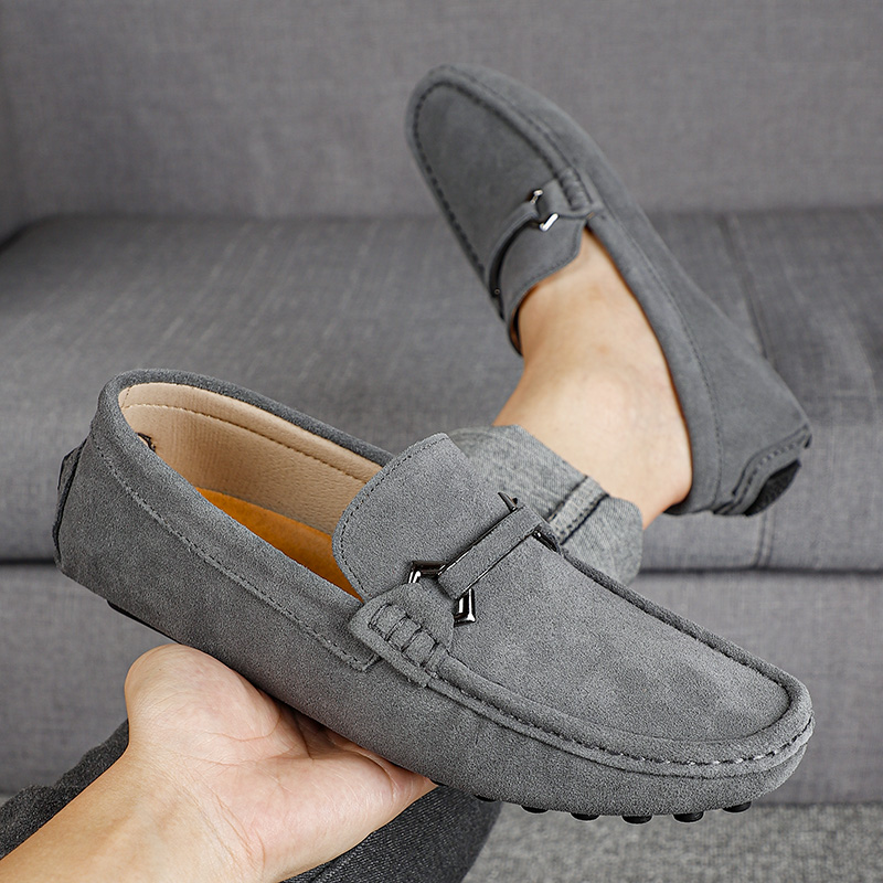 High Quality Suede Slip on Men Loafers, Genuine Leather Casual Shoes, Soft Non Slip Driving Flats