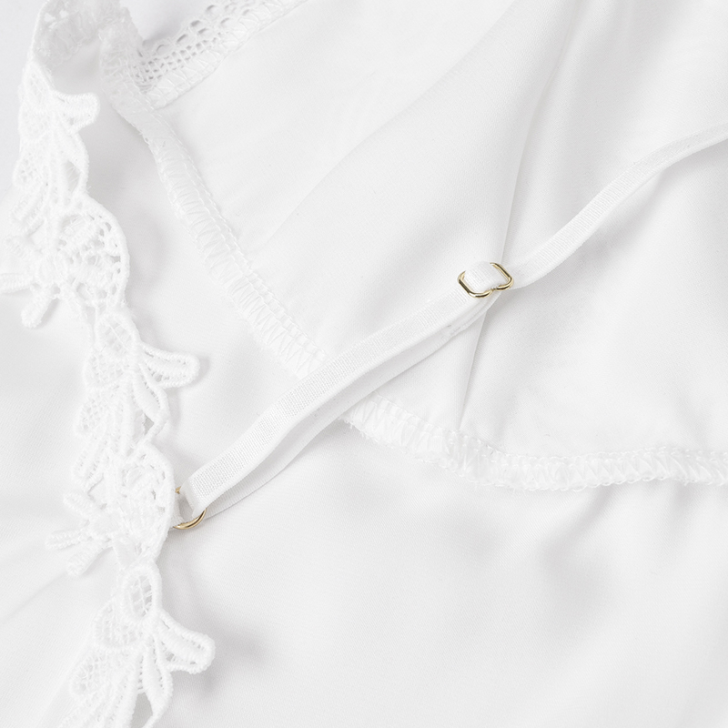 Satin Suspender Nightdress, Lace Trimmed Mesh Loungewear, Elegant Nightgown