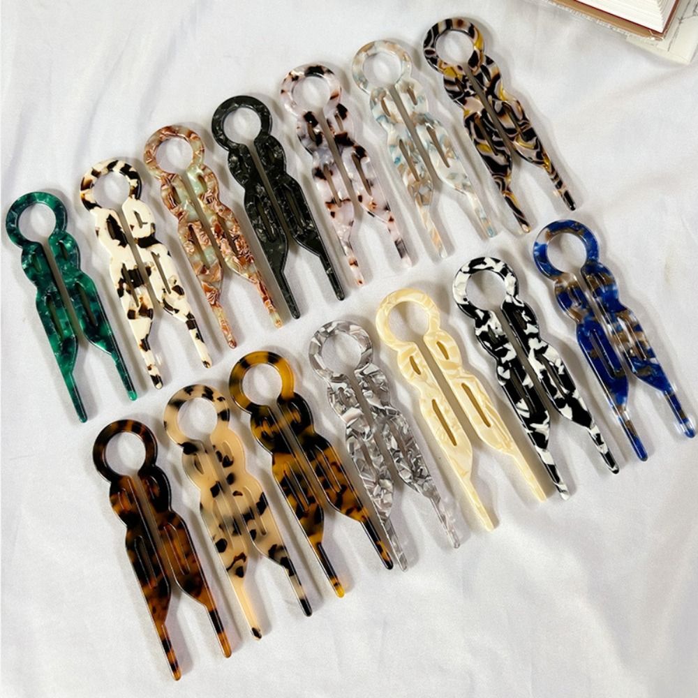 Fashion Design Hair Bun U-Shaped Hair Sticks, Acetate Clip Hairpins, Sweet Hair Accessories for Women, Meatball Head