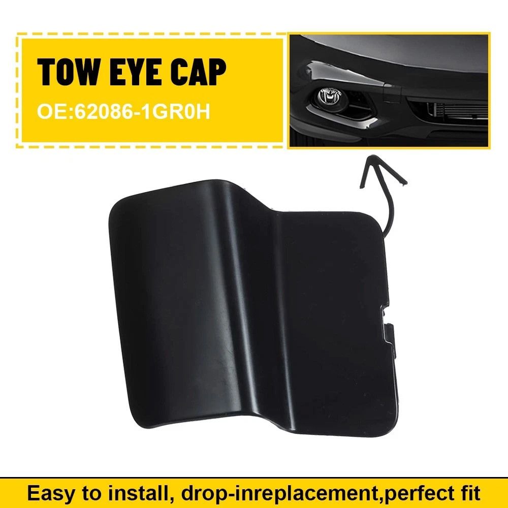 Car Front Bumper Tow Hook Cover, Black Towing Eye Cap, Durable ABS Tow Cap for Perfect Fit and Aesthetic Enhancement
