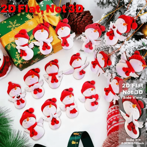 16-Piece Snowman Christmas Ornament Set – Cute Red & White Angel Snowman Decorations
