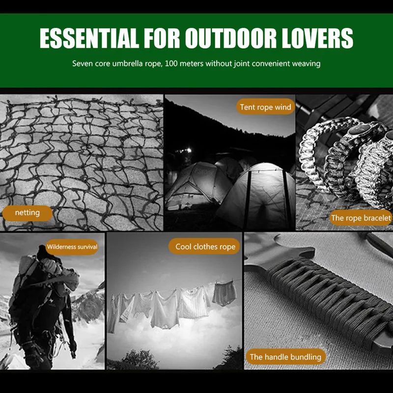 550 Paracord Survival Rope 7-Core 4mm Outdoor Utility Cord in 16.4ft, 49.2ft, or 98.4ft Lengths