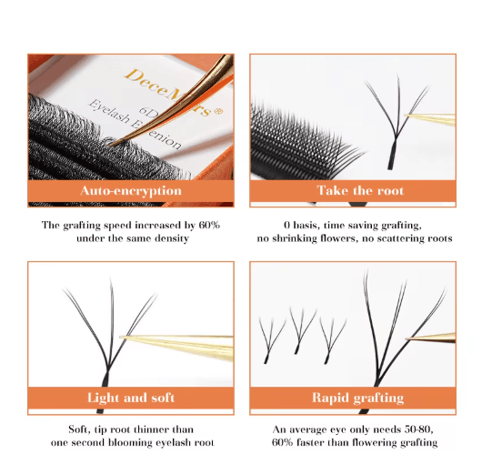 DeceMars 6D W Shaped Eyelash Extensions Soft Volume Individual Lashes