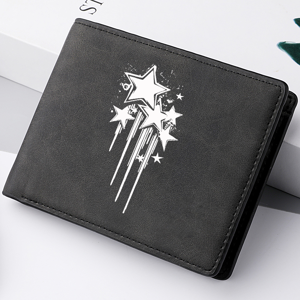 Mens Star Print Wallet High Quality Flat Design