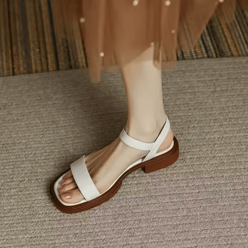 2025 Genuine Leather Low Heel Office Sandals Plus Size 35 to 42