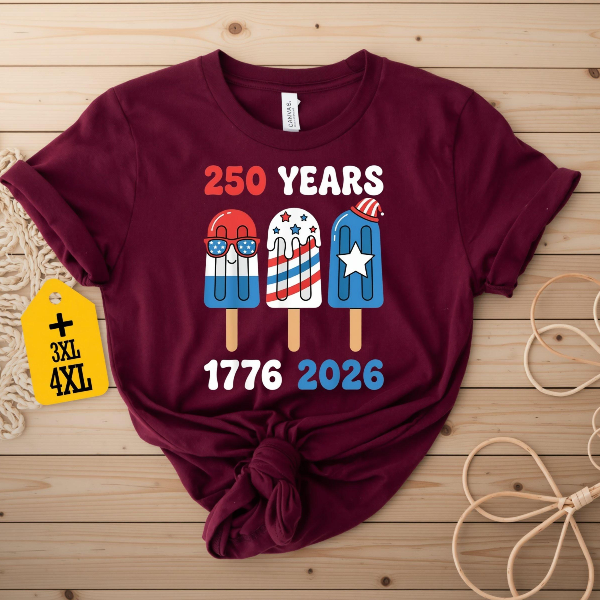 USA 250 Years of Freedom Shirt | 1776–2026 Patriotic Ice Cream Graphic Tee Funny 4th of July Shirt