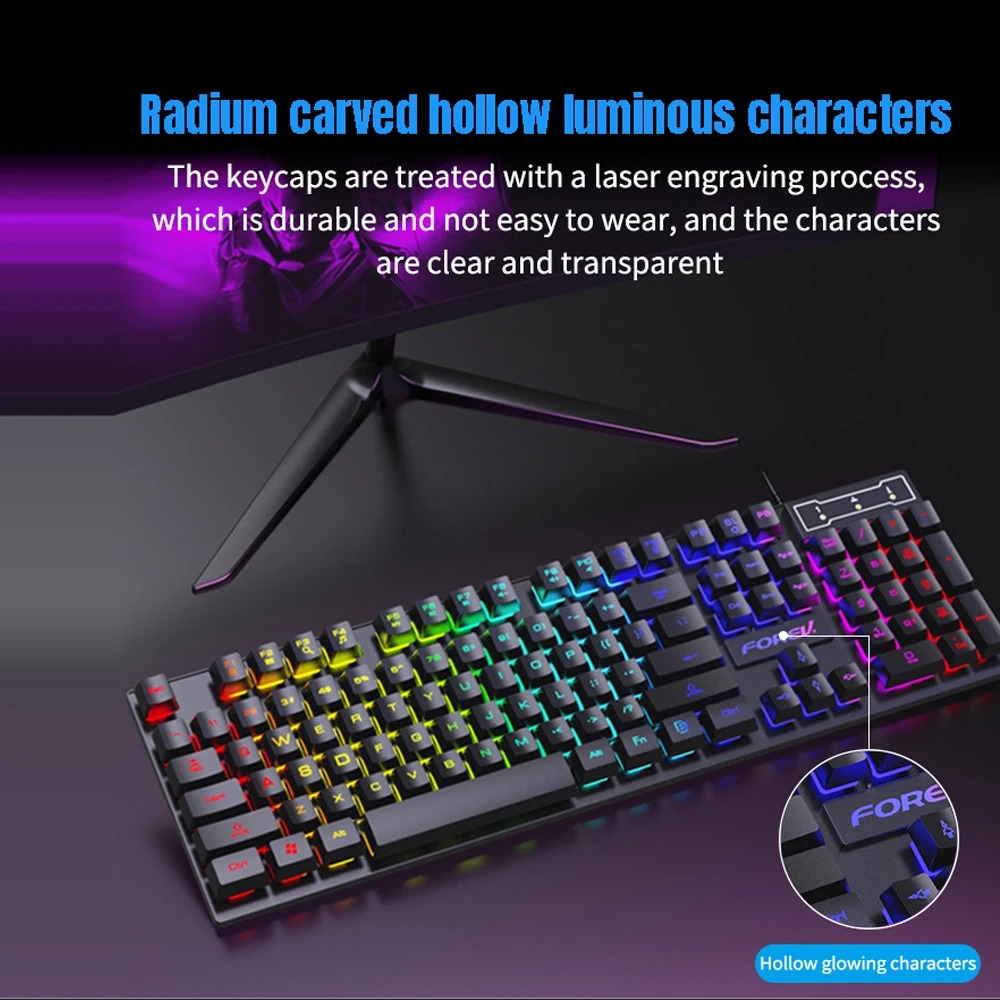 Colorful Gaming Keyboard, Wired, Mechanical Feel, Standard Keyboard for Windows Laptop Computer