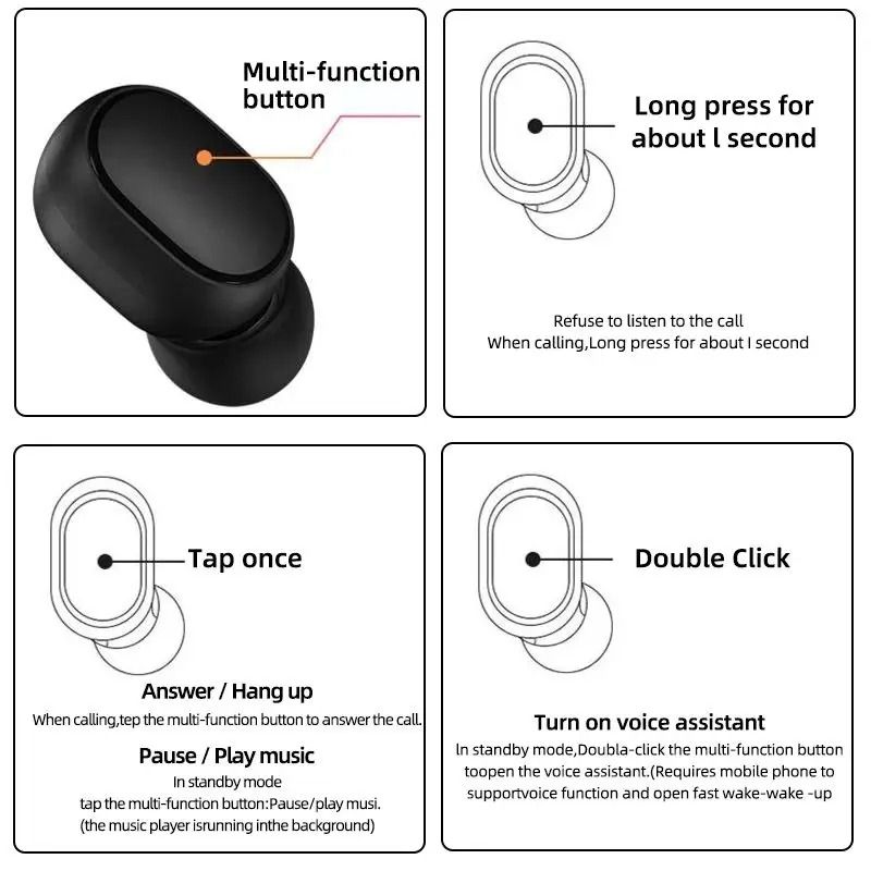 Wireless Bluetooth Earbuds with Microphone and LED Charging Case