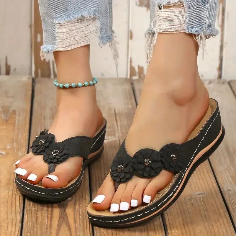 Women Floral Slip On Summer Beach Slides Casual Comfortable Outdoor Sandals