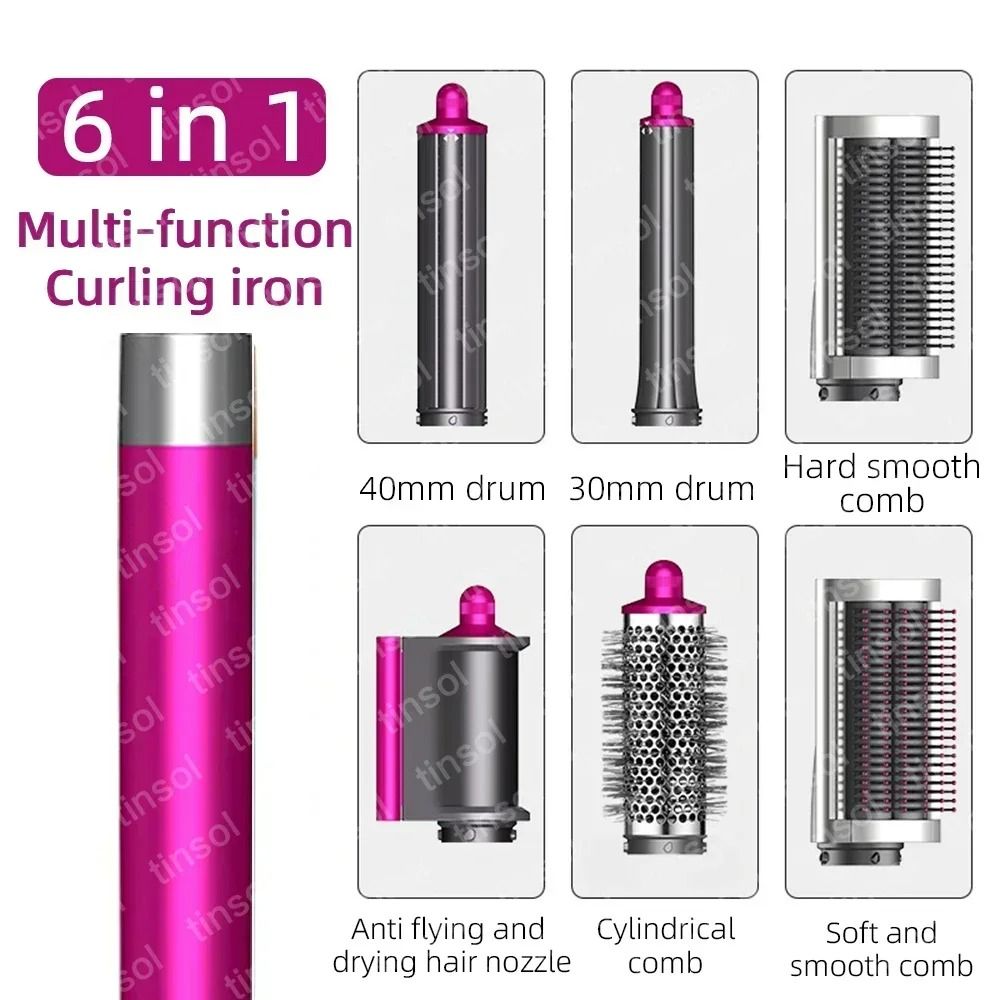 6 in 1 Multi Function Hair Dryer Styling Kit with Curling and Volumizing Attachments